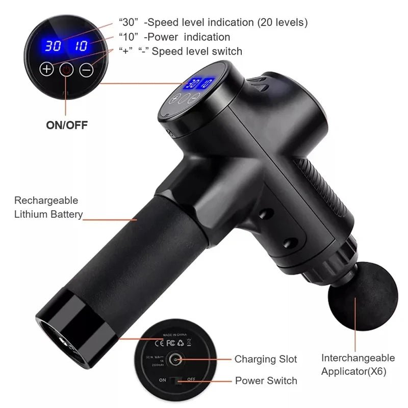 Professional - Grade Percussion Massage Gun - Deep Tissue Muscle Relaxation Back & Body Deep Tissue Relaxation - GBTech