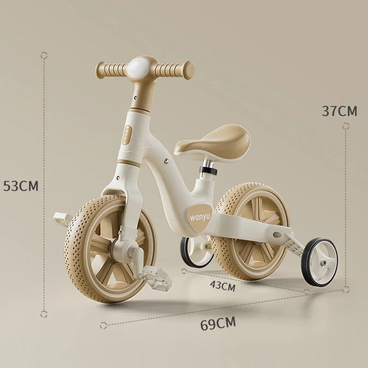 2 - in - 1 Balance Bike Trike Mini Bicycle with Training Wheels Removable Pedal Headlight Adjustable Seat Lightweight Scooter - GBTech