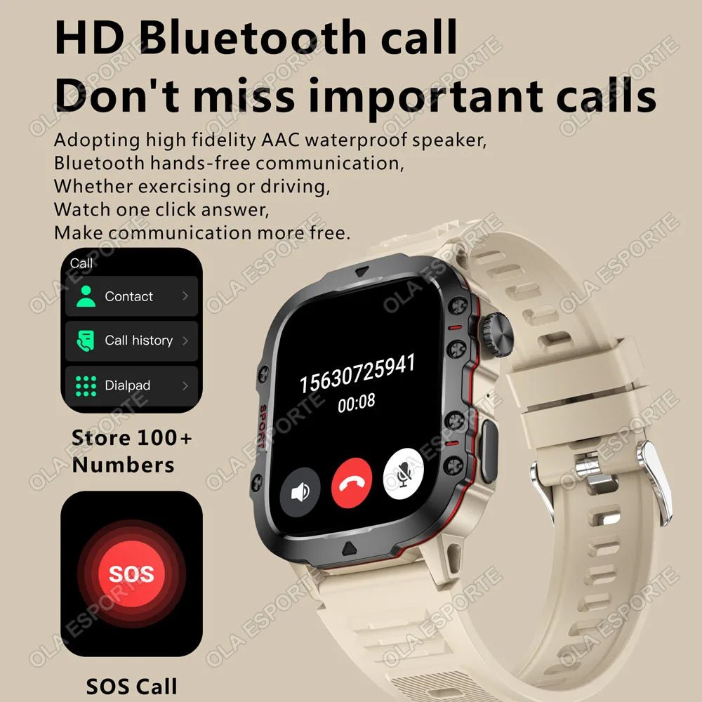 2025 New Military Smart Watch Men IP68 5ATM Outdoor Sports Fitness Tracker Health Monitoring 1.81Inch Bluetooth Calls Smartwatch - GBTech