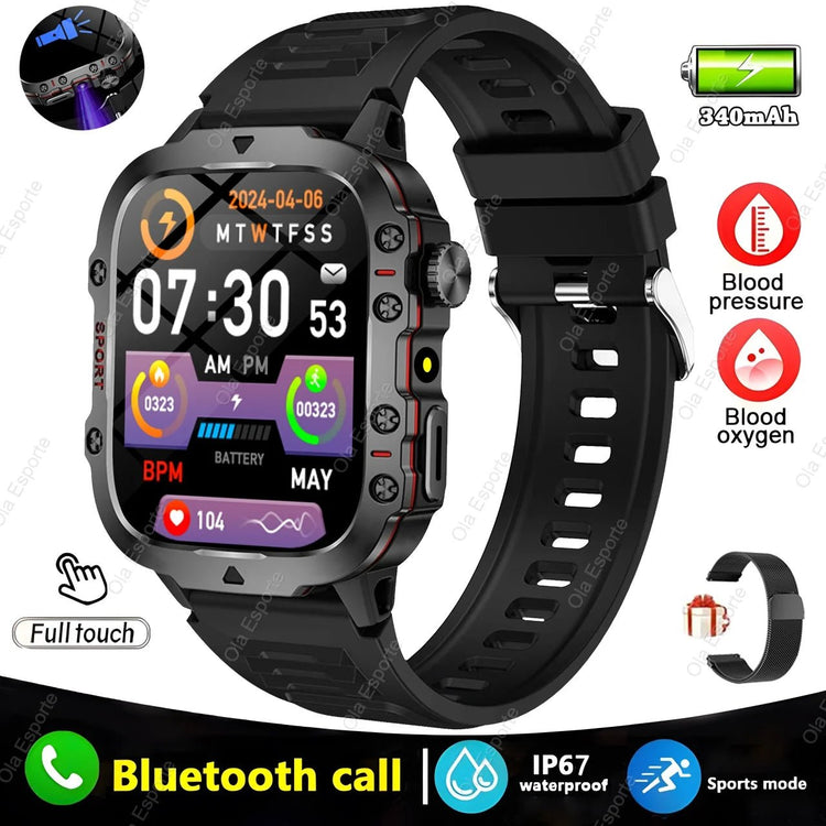 2025 New Military Smart Watch Men IP68 5ATM Outdoor Sports Fitness Tracker Health Monitoring 1.81Inch Bluetooth Calls Smartwatch - GBTech