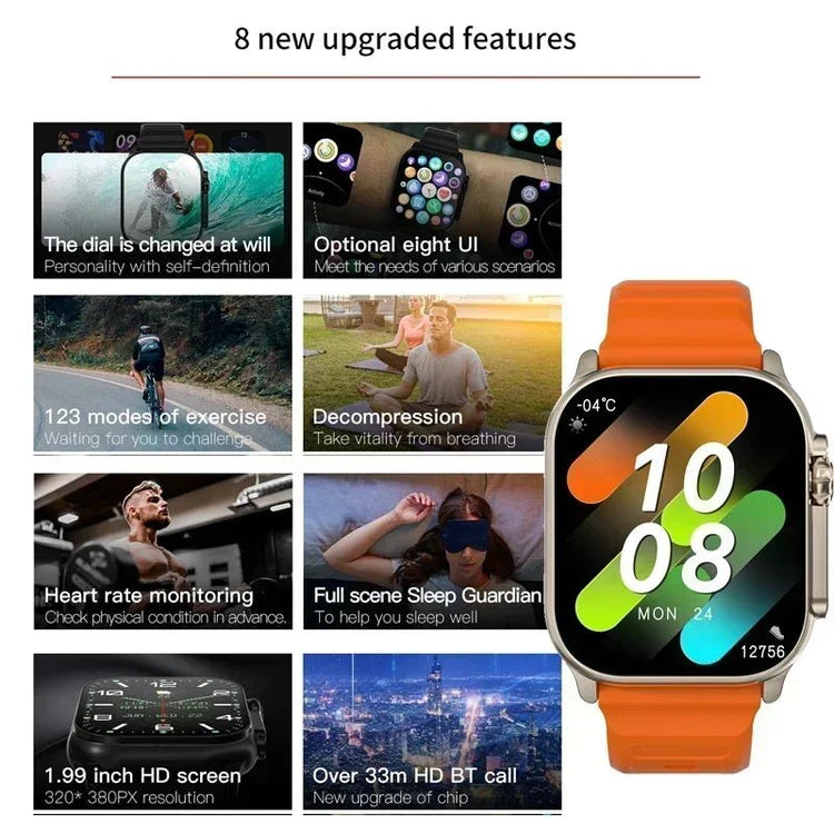 New Smart Watch 9 Ultra Gen 2 Watch Ultra IWO Watch Ultra NFC Smartwatch Series 9 Bluetooth Call 2.2 Inch Wireless Fitness Watch - GBTech