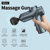 Deep Tissue Mini Massage Gun Muscle Percussion Massager for Athletes 4 Massages Head and 6 Speeds Grey - GBTech