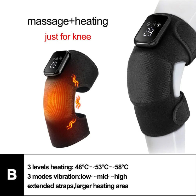 Electric Heated Vibration Knee Massage Pad 3 in 1 Massager for Shoulder Elbow Hot Compress Thermal Joint Brace Muscle Relaxation - GBTech