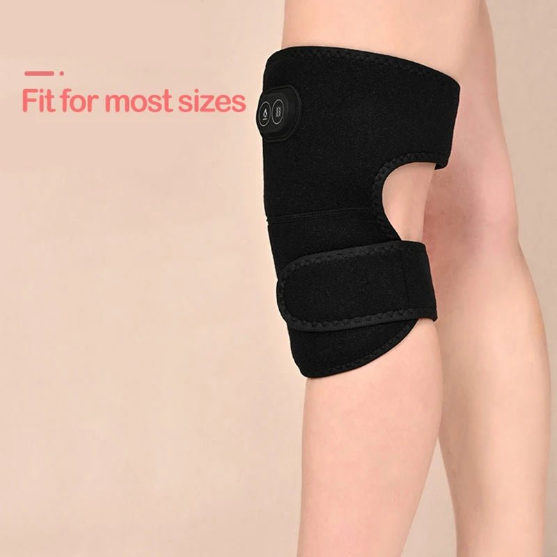 USB Electric Shoulder Brace Heated Knee Massager Vibration Massage Black Support Strap with Adjustable Three Levels of Heating - GBTech