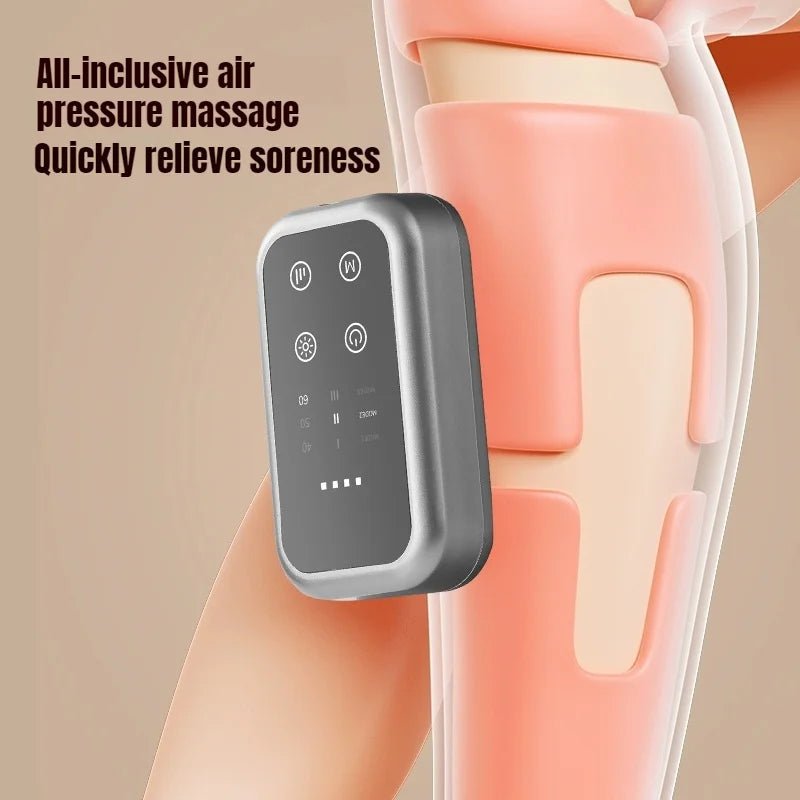 Wireless Knee and Calf Massager Heated Air Pressure 360° Wrap Portable Physiotherapy Device for Cold Legs Joints - GBTech
