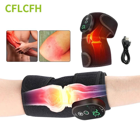 Elbow Massager Electric Heating Rechargeable Vibration Brace Knee Tennis Elbow Shoulder Joint Pain Thermal Therapy Massage Pad - GBTech