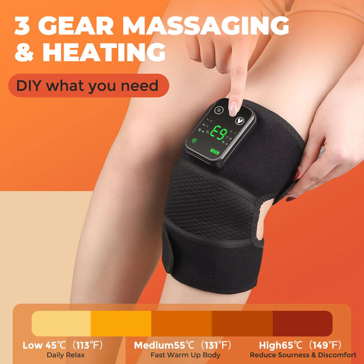 Electric Heated Vibration Knee Massage Pad 3 in 1 Massager for Shoulder Elbow Hot Compress Thermal Joint Brace Muscle Relaxation - GBTech