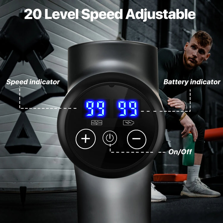 Massage gun，Deep Tissue Massager Gun ，Percussion Massager for Pain Relief with 8 Massage Heads &99 Speeds - GBTech