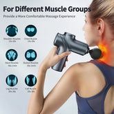 Deep Tissue Mini Massage Gun Muscle Percussion Massager for Athletes 4 Massages Head and 6 Speeds Grey - GBTech