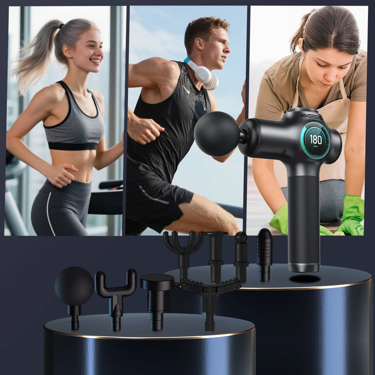 Massage gun，Deep Tissue Massager Gun ，Percussion Massager for Pain Relief with 8 Massage Heads &99 Speeds - GBTech