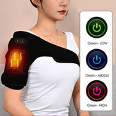 USB Electric Shoulder Brace Heated Knee Massager Vibration Massage Black Support Strap with Adjustable Three Levels of Heating - GBTech