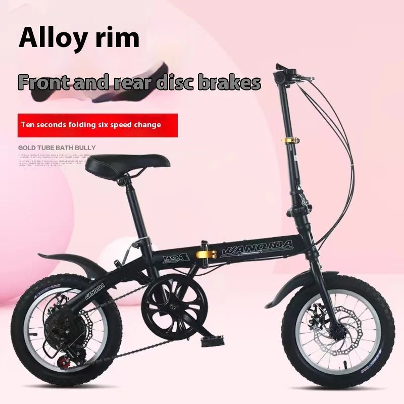 Cycling City Mini Folding Bicycle 14 Small Bike For Male And Female Students Portable Ultra Light Transmission Disc Brakes - GBTech