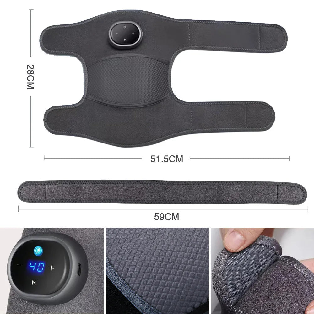 Rechargeable Heated Knee Massager with 3D Adjustable Wrap 5 Heat Levels and Vibration Modes for Arthritis Pain Relief Joint - GBTech