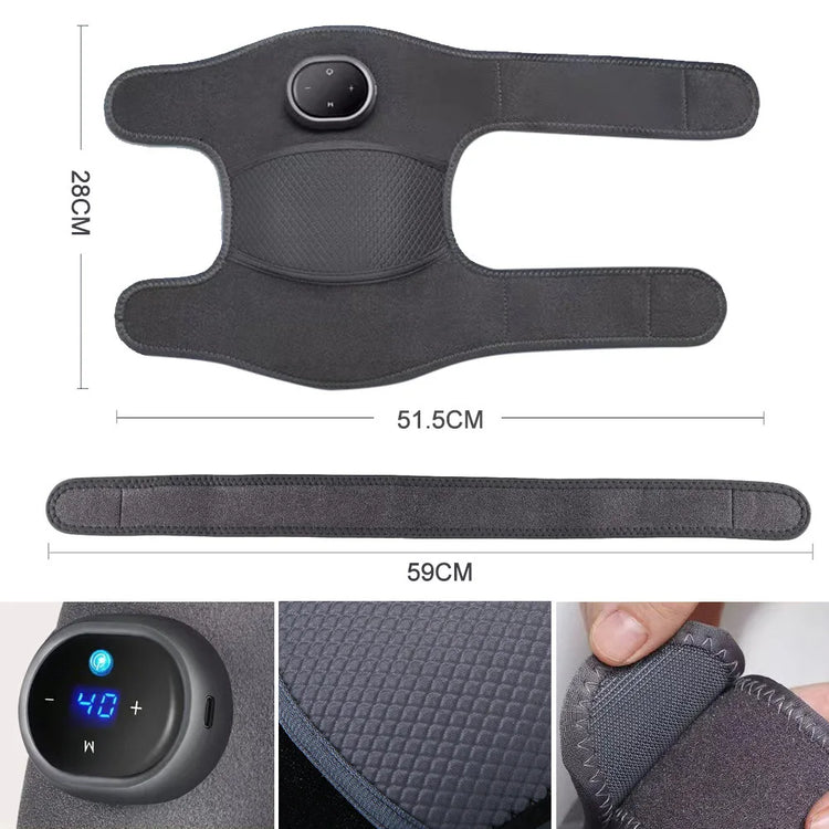 Rechargeable Heated Knee Massager with 3D Adjustable Wrap 5 Heat Levels and Vibration Modes for Arthritis Pain Relief Joint - GBTech