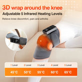 Rechargeable Heated and Vibration Knee Massager Electric 5 Levels Knee Heating Pad, Massage Relaxation Knee Support Brace - GBTech