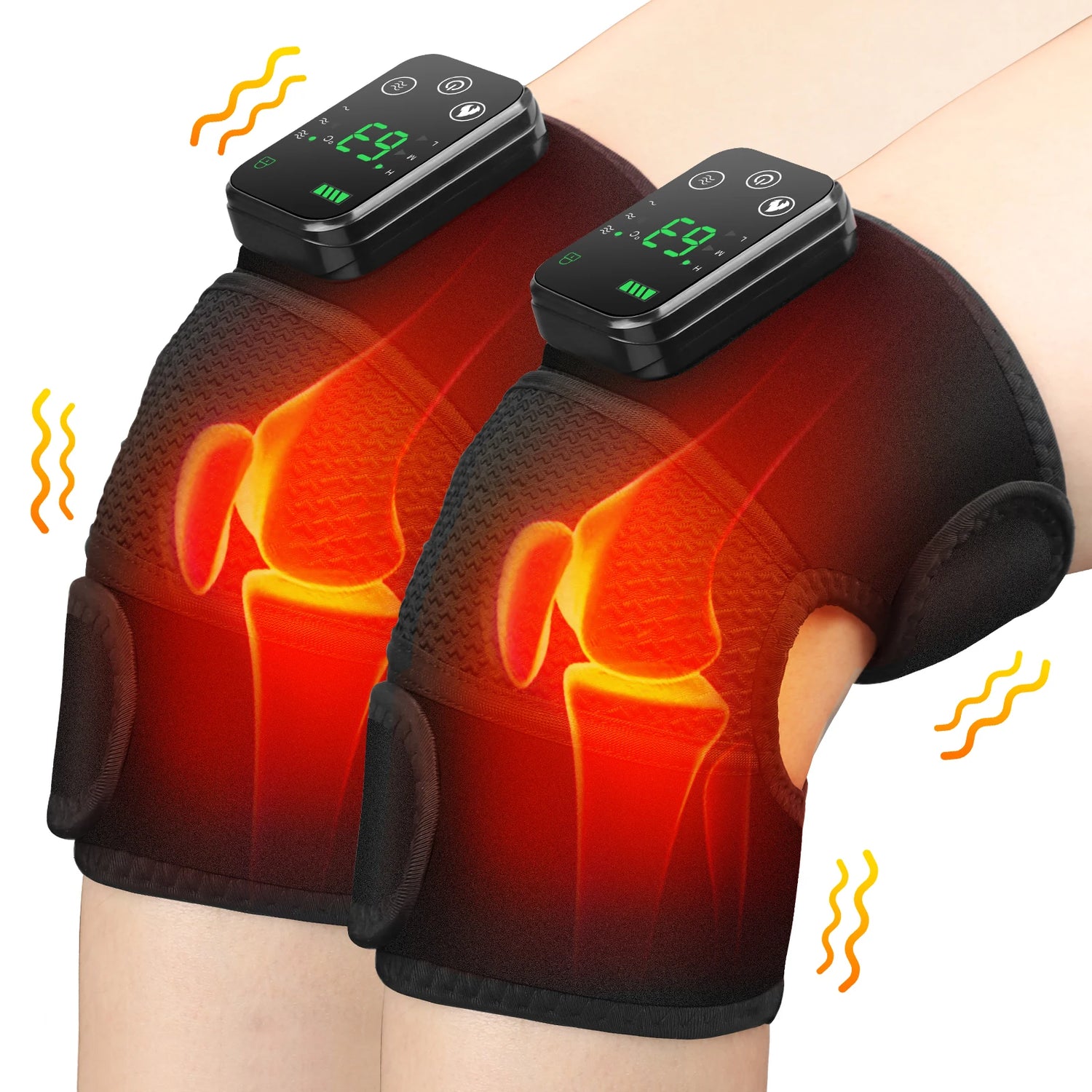 Thermal Knee Massager 3 in 1 Shoulder Knee Elbow Heating Massage Support Brace Rechargeable Vibration Pad Machine Muscle Relax - GBTech