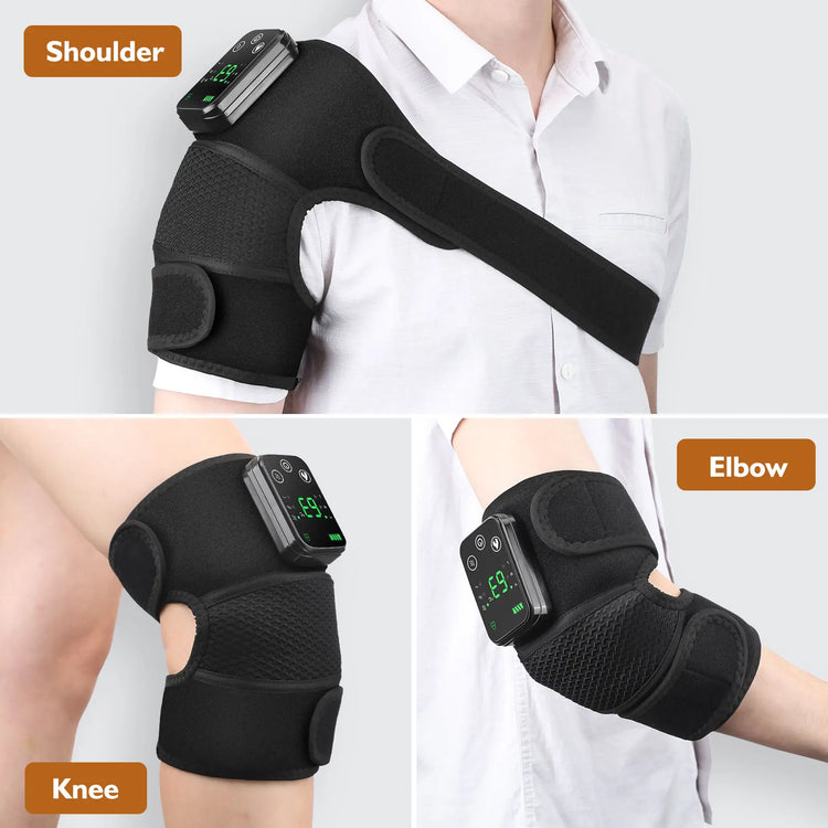 Thermal Knee Massager 3 in 1 Shoulder Knee Elbow Heating Massage Support Brace Rechargeable Vibration Pad Machine Muscle Relax - GBTech