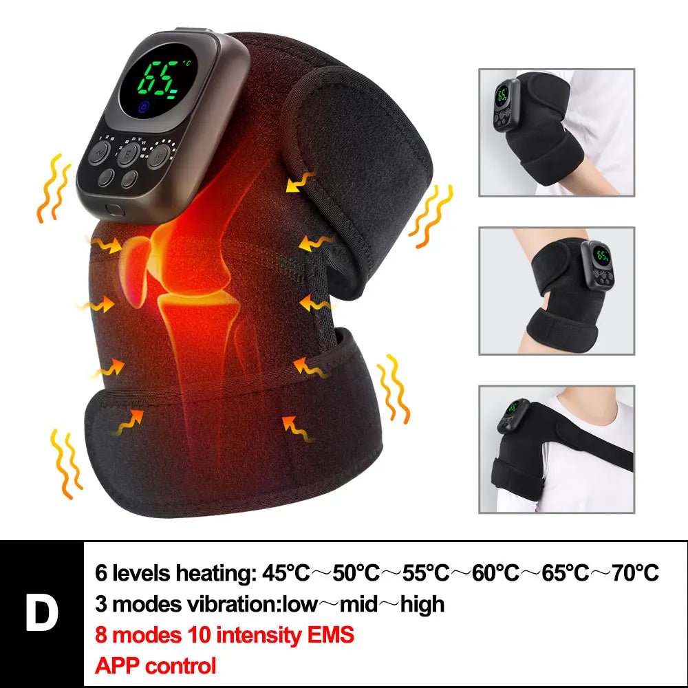Electric Heated Vibration Knee Massage Pad 3 in 1 Massager for Shoulder Elbow Hot Compress Thermal Joint Brace Muscle Relaxation - GBTech