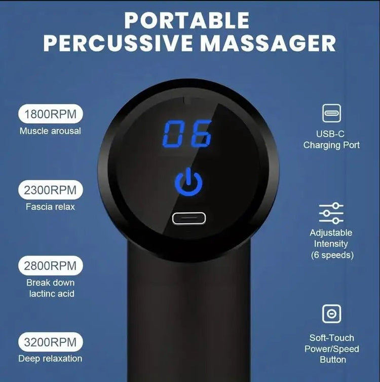 Mini Muscle Massage Gun Protable Body Massager Deep Handheld Percussion Massager For Body Back And Neck Leg - GBTech