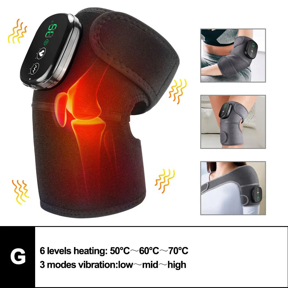 Electric Heated Vibration Knee Massage Pad 3 in 1 Massager for Shoulder Elbow Hot Compress Thermal Joint Brace Muscle Relaxation - GBTech