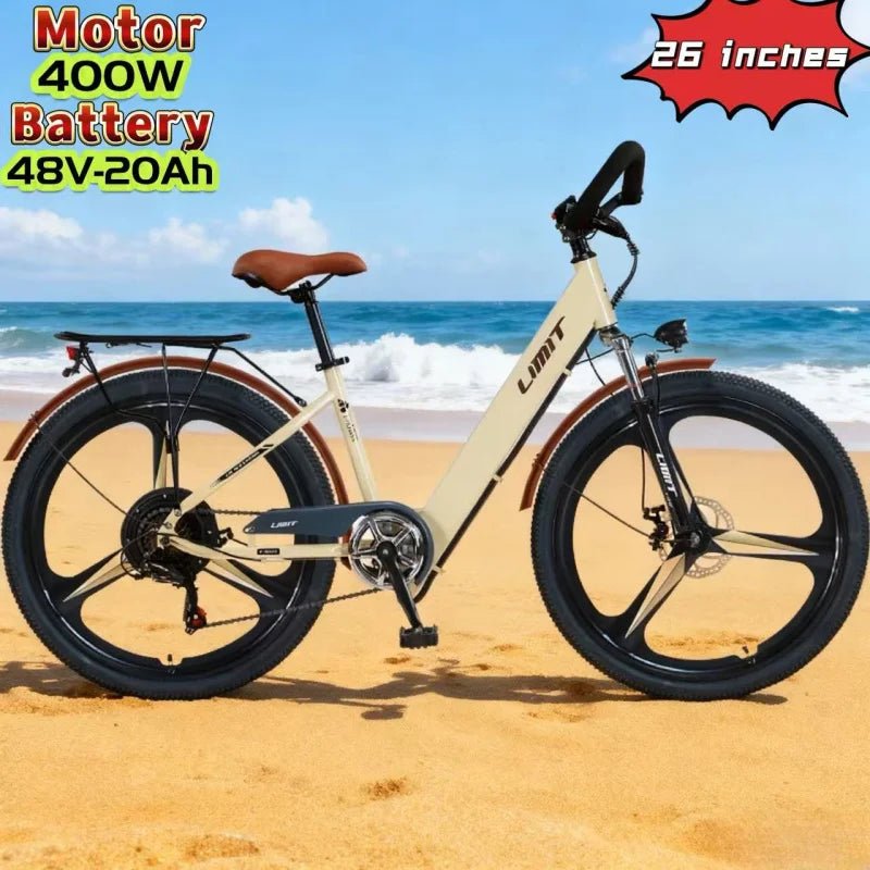 New fashionable E - bike, 26 - inch urban commuter electric bicycle for adults, 400W brushless motor, 48V20AH battery electric moped - GBTech