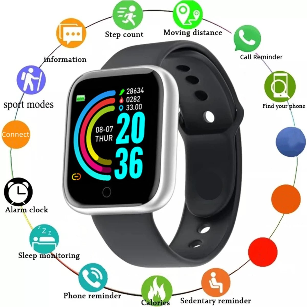Smartwatch Men Women Wristwatches Smart Watch Message Fitness Monitor Bracelet Birthday Gift Electronic Clock For Android IOS - GBTech