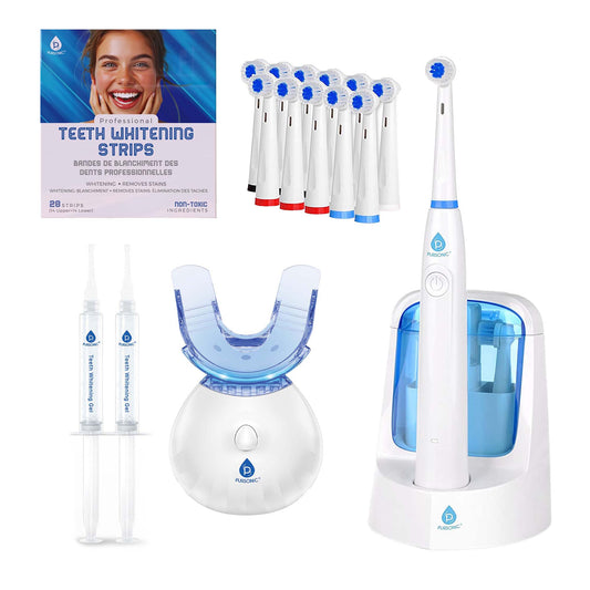 Pursonic Advanced Smile Care Bundle – LED Whitening Kit, Whitening Strips, & Electric Toothbrush - GBTech
