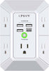 Wall Charger, Surge Protector,  5 Outlet Extender with 4 USB Charging Ports, 3-Sided 1680J Power Strip Multi Plug Adapter Spaced for Home Travel Office