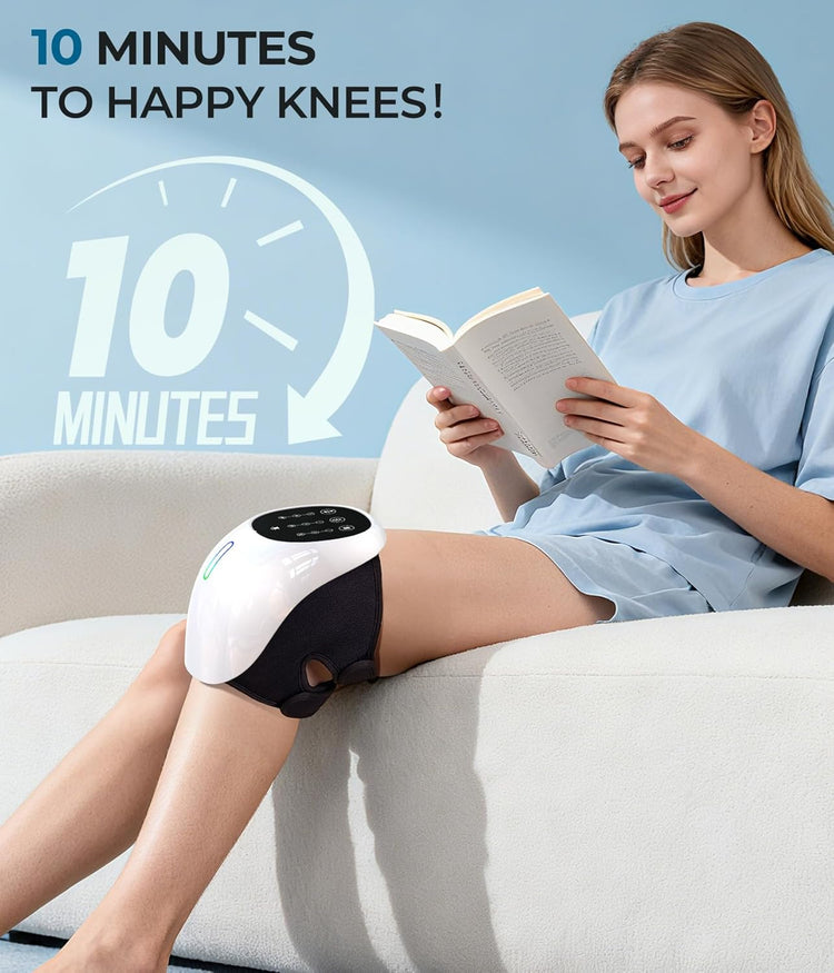Cordless 360° Knee Massager with 1-Second Heat & Red Light Therapy for Joint Pain Relief, 3 Intensities Ideal for Athletes, Seniors, Active Adults