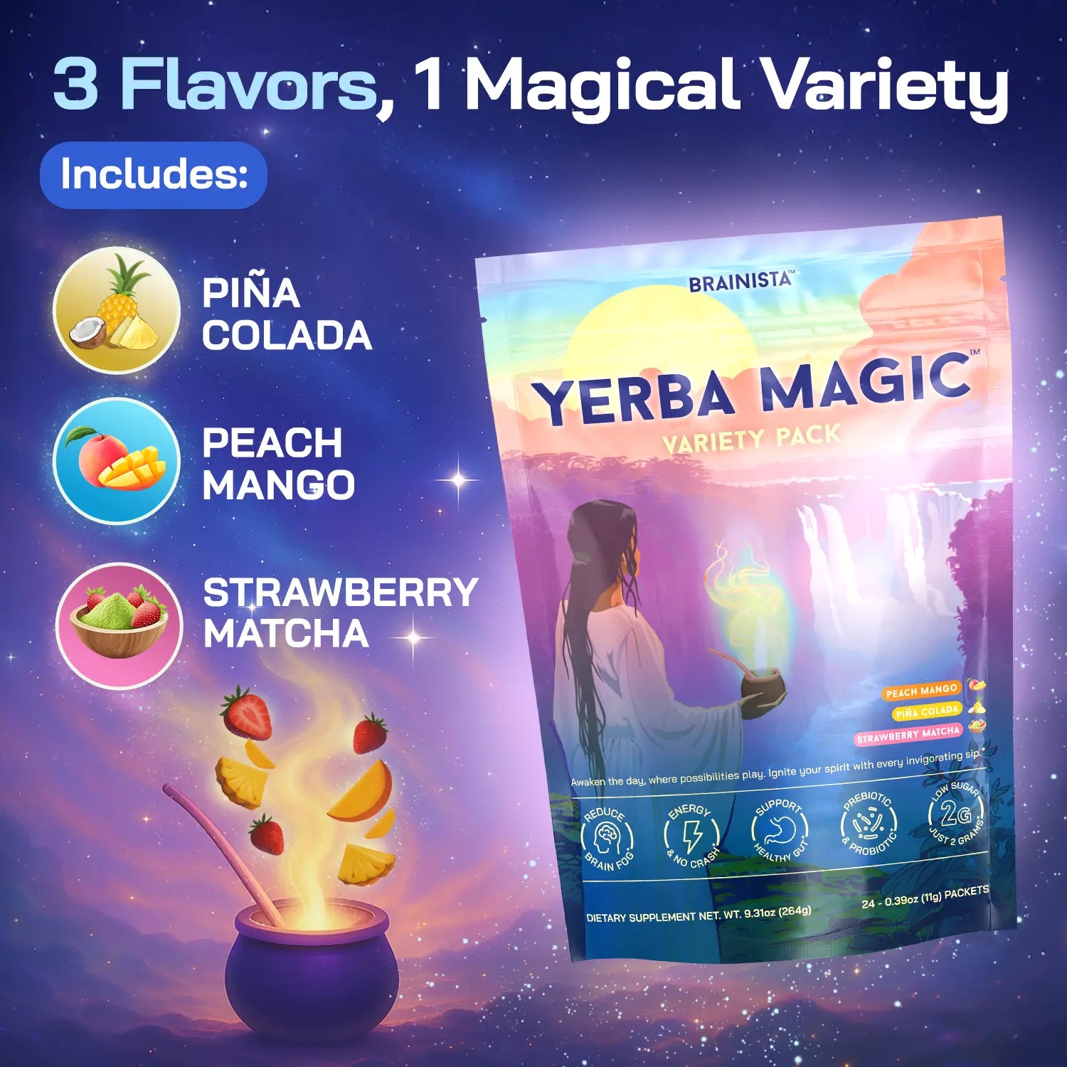 Yerba Magic 2 Pack Bundle: Variety Pack & 5-In-1 Capsules | Yerba Mate, Lion&