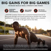 Six Star Creatine Chews Paradise Punch | 3G Pure Creatine Monohydrate per Serving | Compare to Creatine Gummies | Muscle Gain, Strength, Recovery, & Cognitive Health | 75 Chews