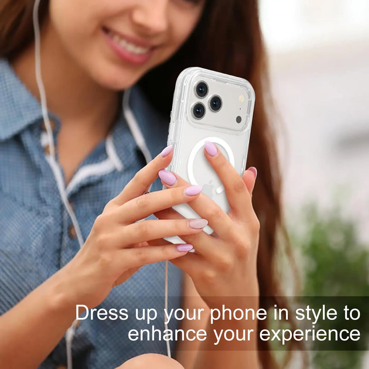Magsafe Defender Multi-Layer Heavy Duty Shockproof Case for iPhone 17 Pro Max, 16, 15, 14, 13 - Magnetic Transparent Protective Cover
