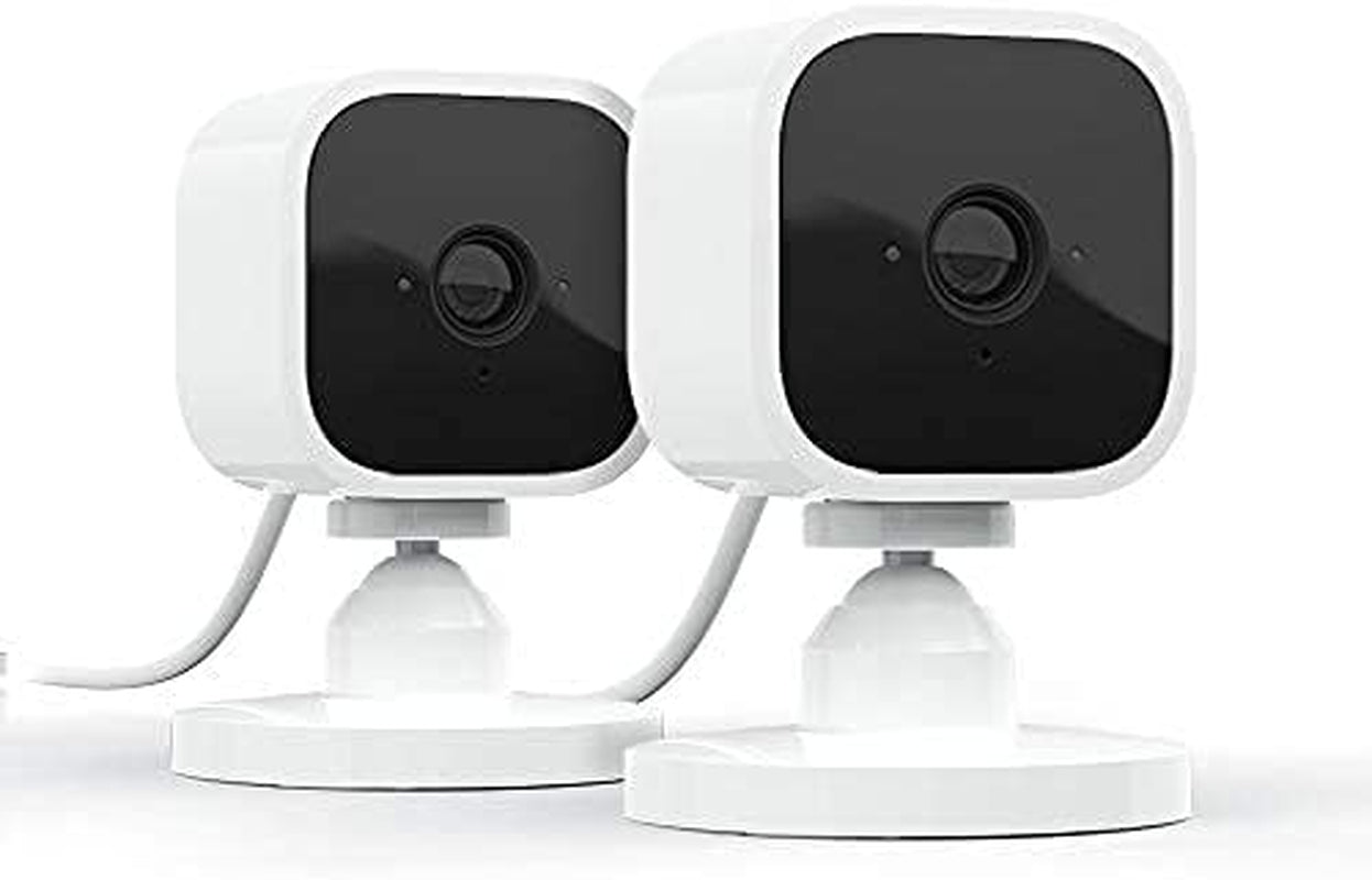 Mini - Compact Indoor Plug-In Smart Security Camera, 1080P HD Video, Night Vision, Motion Detection, Two-Way Audio, Easy Set Up, Works with Alexa – 2 Cameras (White)
