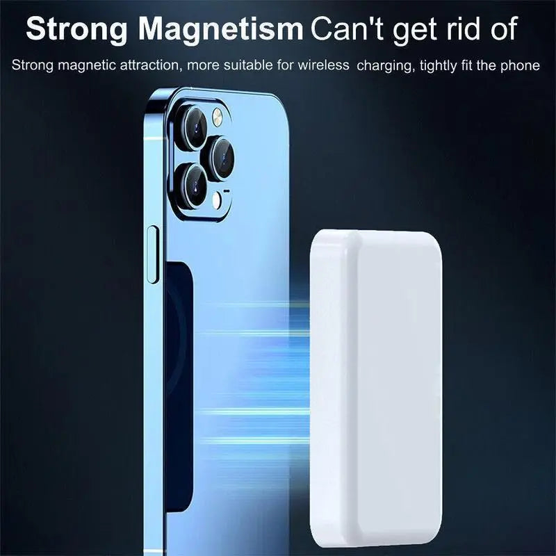 5000Mah Magsafe Magnetic Power Bank, Wireless Fast Portable Charger for Iphone 12–17 Series, White Battery Pack