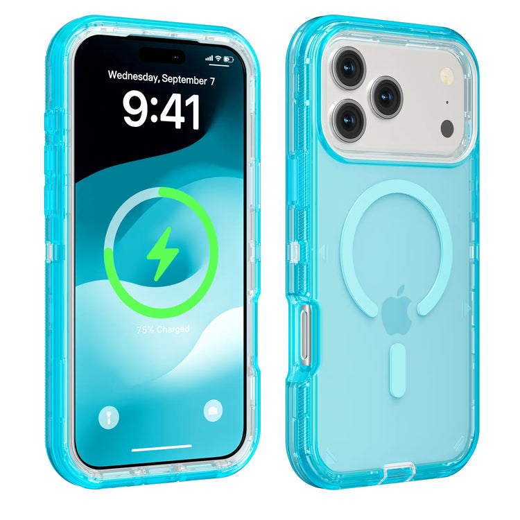 Magsafe Defender Multi-Layer Heavy Duty Shockproof Case for iPhone 17 Pro Max, 16, 15, 14, 13 - Magnetic Transparent Protective Cover