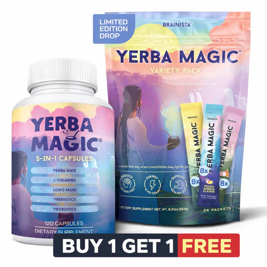 Yerba Magic 2 Pack Bundle: Variety Pack & 5-In-1 Capsules | Yerba Mate, Lion&