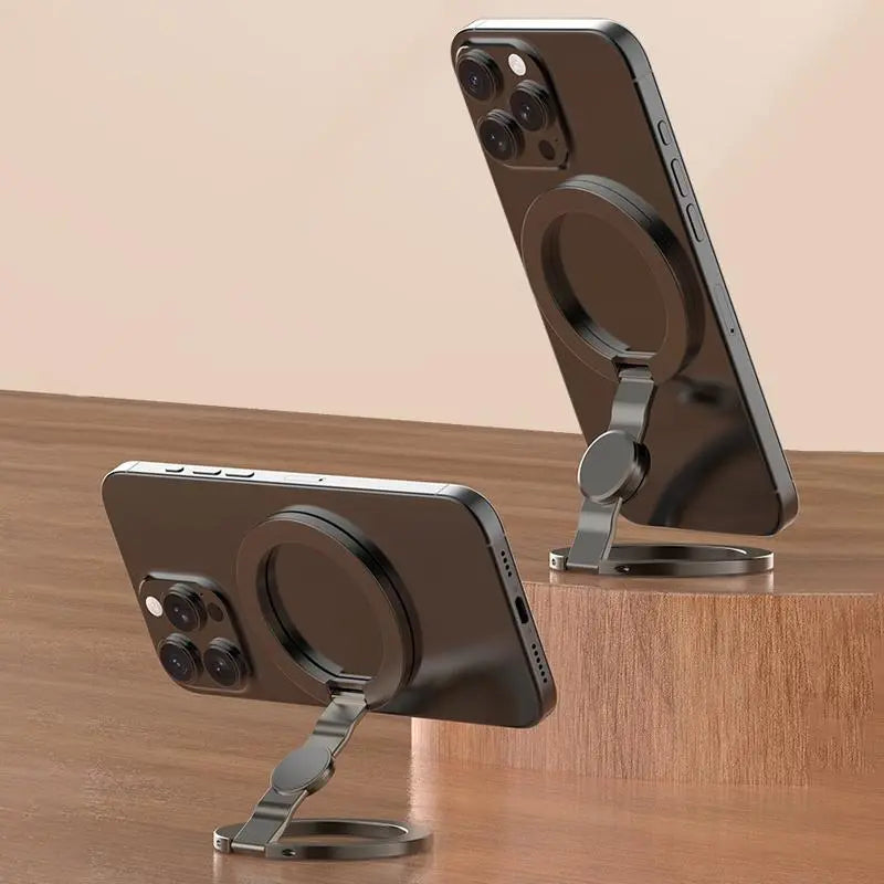 Magnetic Phone Stand & Fidget Spinner Combo, Dual Magnetic Ring Stand, Fidget Toys Adults, Foldable, 360° Rotation, Phone Holder Car, Desk Phone Stand, Magsafe Compatible, Stress Relief Accessory for Home/Office/Travel/Gym