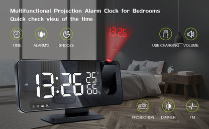 LED Projection Digital Alarm Clock Phone Charger - GBTech