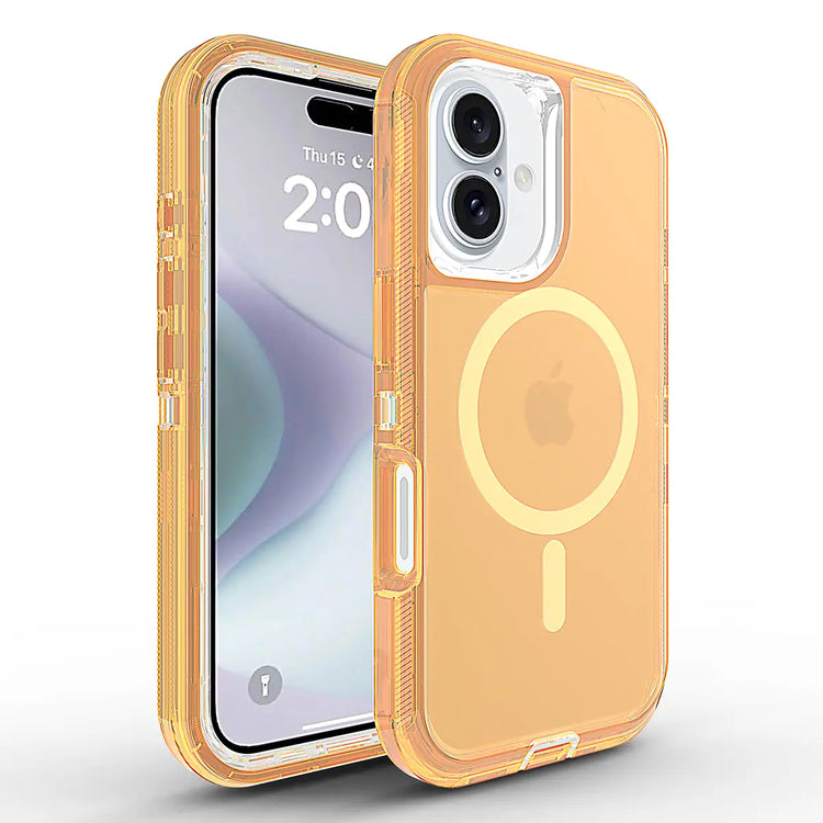 Magsafe Defender Multi-Layer Heavy Duty Shockproof Case for iPhone 17 Pro Max, 16, 15, 14, 13 - Magnetic Transparent Protective Cover