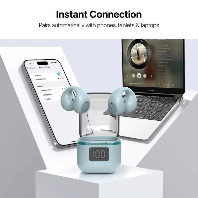 Echelon Echo Open Earbuds - Sound That Resonates Open-Ear Fit for Full Awareness, Secure Open Ear Fit, Music & Calls, 1 Year Warranty