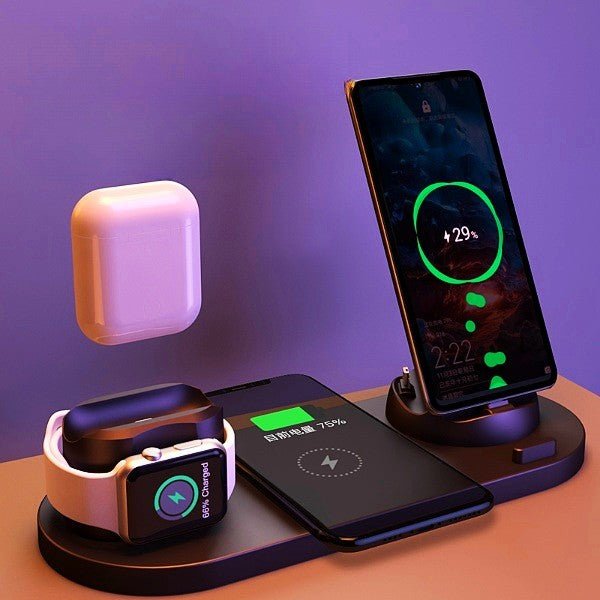 Wireless Charger For IPhone Fast Charger For Phone Fast Charging Pad For Phone Watch 6 In 1 Charging Dock Station - GBTech