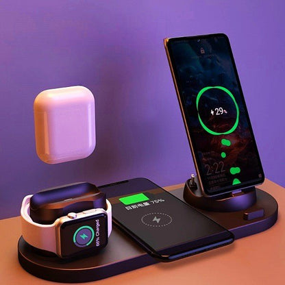 Wireless Charger For IPhone Fast Charger For Phone Fast Charging Pad For Phone Watch 6 In 1 Charging Dock Station - GBTech