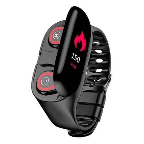 Smart Watch with Built - in TWS Wireless Bluetooth Earphone Blood Heart Rate Monitor - GBTech