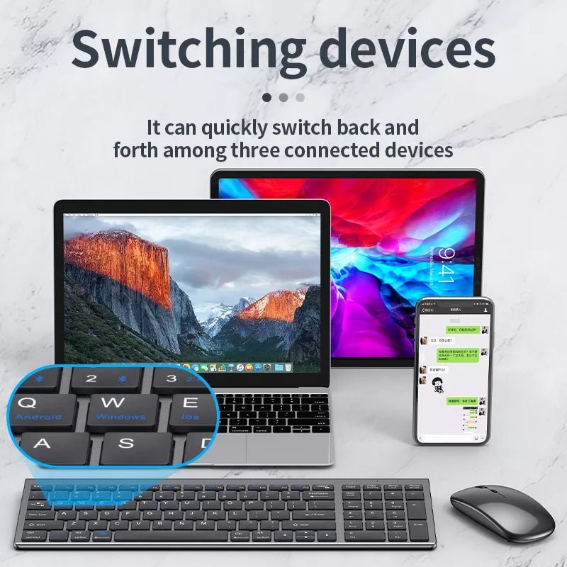 High quality 2.4G Bluetooth wireless rechargeable mouse keyboard combos - GBTech